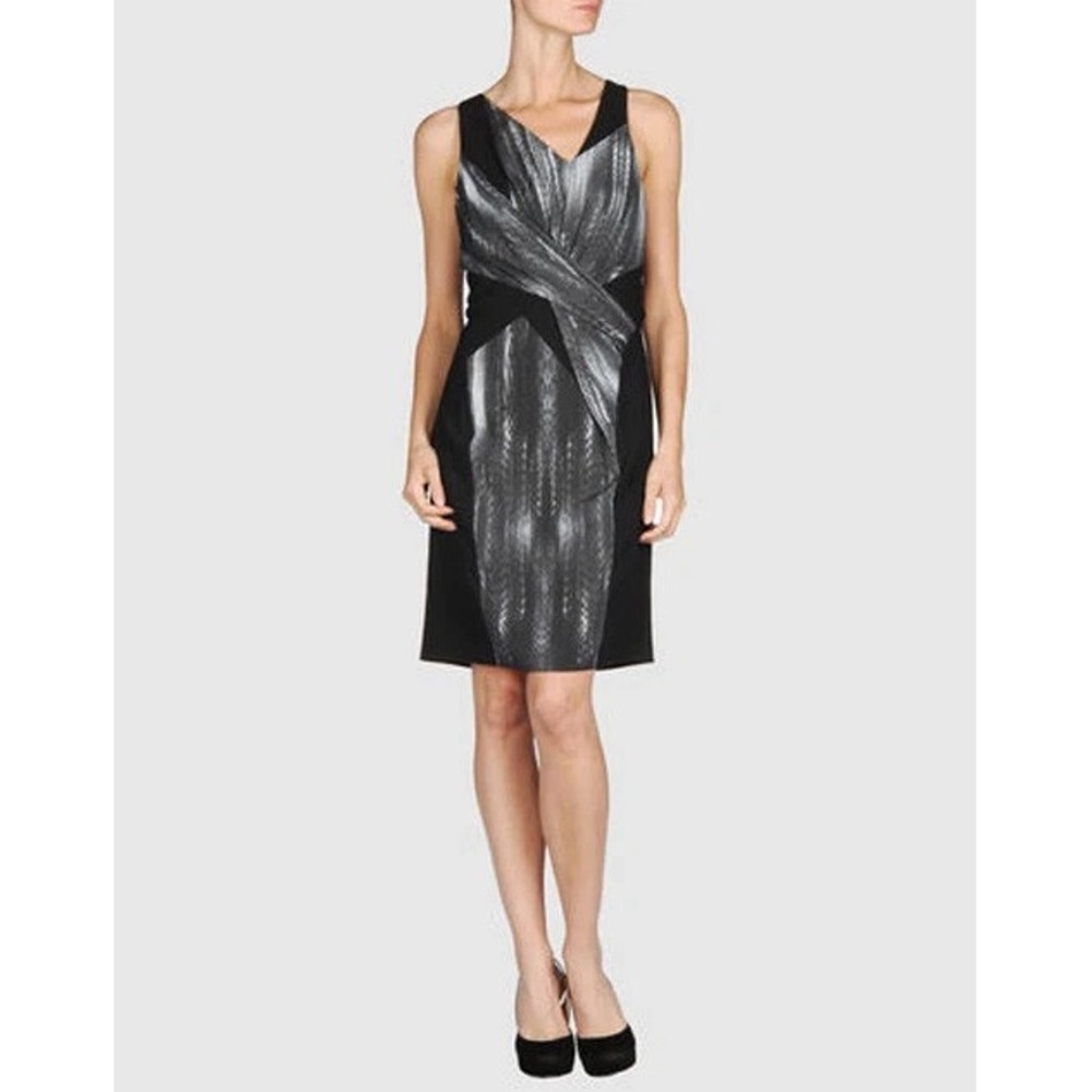 Helmut Lang Black Gray Sleeveless Dress Size 4 Twist Bodice